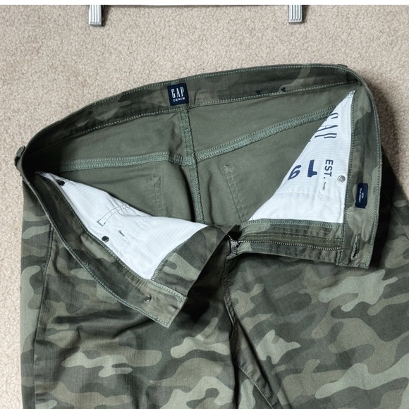 NEW GAP Jeans High Rise True Skinny Ankle Camo Stretch Raw Hem Size 16/33 - Picture 7 of 11